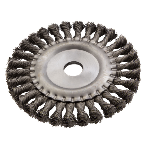 Щетка для УШМ, 150 мм, "Плоская", крученая нержавеющая проволока 0.5мм, посадка 22.2 мм Denzel по ценам производителя в Екатеринбурге с доставкой по всей России