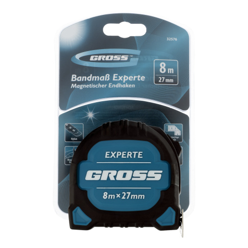 Рулетка Experte,8 м x 27 мм,двухкомпонентный корпус,магнит,двухсторонняя разметка,нейлон Gross по ценам производителя в Екатеринбурге с доставкой по всей России