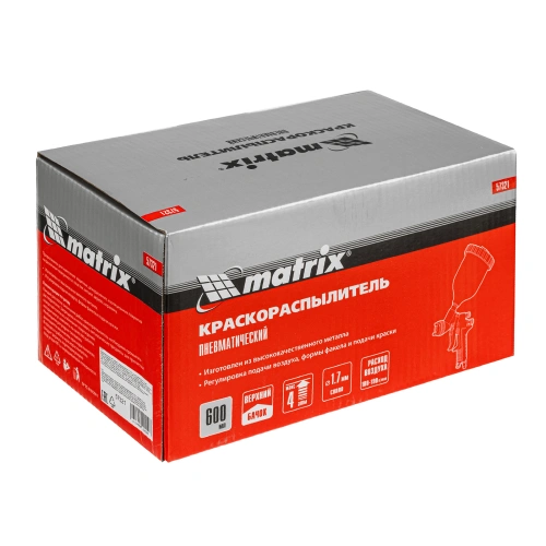 Краскораспылитель HP пневмат. с верхним бачком V= 0,6 л, сопло диаметром 1.7 мм Matrix по ценам производителя в Екатеринбурге с доставкой по всей России