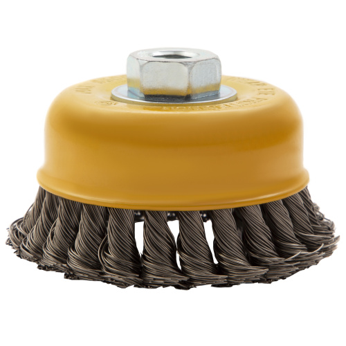 Щетка для УШМ, 100 мм, "Чашка", крученая нержавеющая проволока 0.5 мм, М14 Denzel по ценам производителя в Екатеринбурге с доставкой по всей России