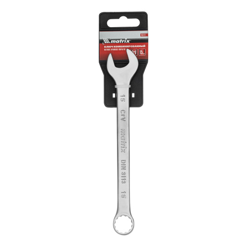 Ключ комбинированный, 15 мм, CrV, матовый хром Matrix по ценам производителя в Екатеринбурге с доставкой по всей России