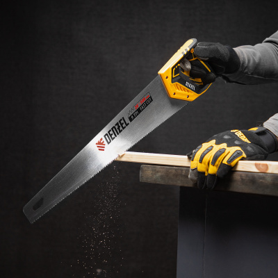 Ножовка по дереву, 500 мм, 9 TPI, зуб 3D, двухкомпонентная рукоятка Denzel по ценам производителя в Екатеринбурге с доставкой по всей России