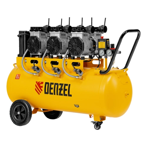 Компрессор безмасляный, малошумный DLS 3300/100, 3300 Вт,3x1100, 100 л, 570 л/мин ,блок управления Denzel по ценам производителя в Екатеринбурге с доставкой по всей России