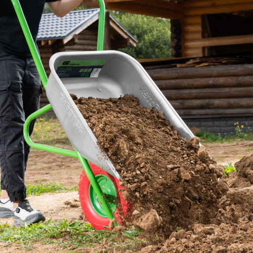 Тачка садово-строительная с PU колесом, грузоподъемность 180 кг, объем 90 л Сибртех по ценам производителя в Екатеринбурге с доставкой по всей России