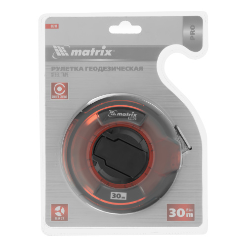 Рулетка геодезическая 30 м х 12,5 мм, закрытый корпус, стальная лента, односторонняя шкала, Pro Matrix по ценам производителя в Екатеринбурге с доставкой по всей России
