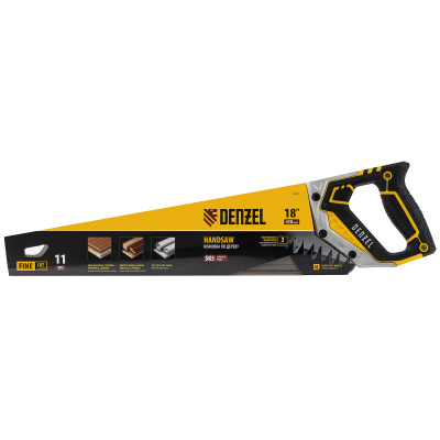 Ножовка по дереву, 450 мм, 11 TPI, зуб 3D, металлопластиковая рукоятка Denzel по ценам производителя в Екатеринбурге с доставкой по всей России
