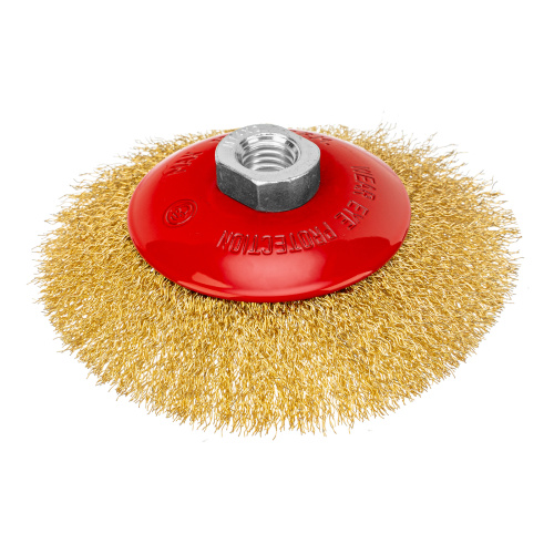 Щетка для УШМ, 125 мм, М14, "тарелка", латунированная витая проволока Matrix по ценам производителя в Екатеринбурге с доставкой по всей России