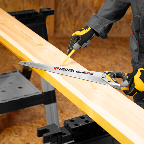 Ножовка по дереву, 450 мм, 11 TPI, зуб 3D, металлопластиковая рукоятка Denzel по ценам производителя в Екатеринбурге с доставкой по всей России