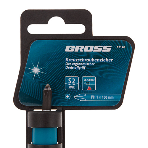 Отвертка PH1 x 100 мм, S2, трехкомпонентная ручка Gross по ценам производителя в Екатеринбурге с доставкой по всей России