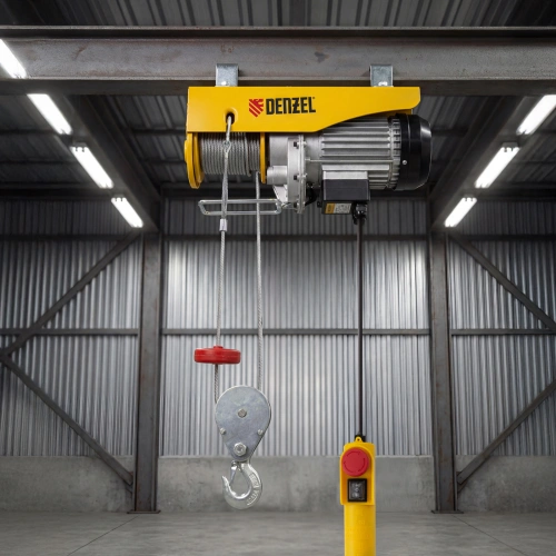 Тельфер электрический TF-800, 0.8 т, 1300 Вт, высота 12 м, 8 м/мин Denzel по ценам производителя в Екатеринбурге с доставкой по всей России