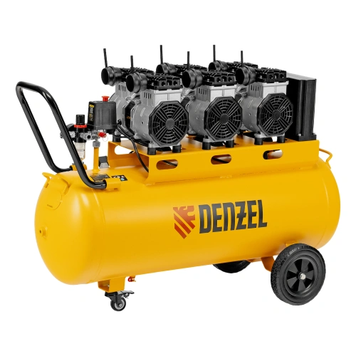 Компрессор безмасляный, малошумный DLS 3300/100, 3300 Вт,3x1100, 100 л, 570 л/мин ,блок управления Denzel по ценам производителя в Екатеринбурге с доставкой по всей России