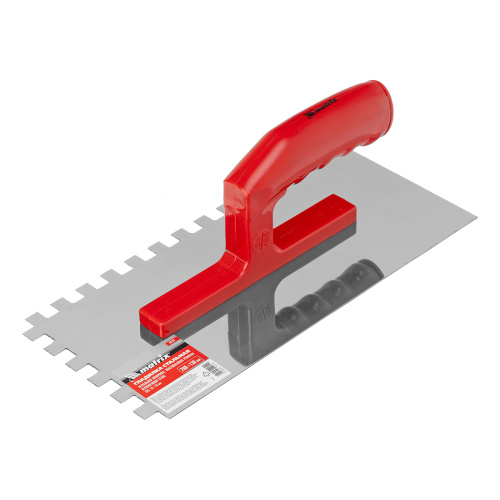 Гладилка из нержавеющей стали, 280 х 130 мм, зеркальная полировка, пластмассовая ручка, зуб 10 х 10 мм Matrix по ценам производителя в Екатеринбурге с доставкой по всей России