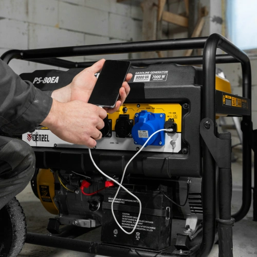 Генератор бензиновый PS 80 EA, 8.0 кВт, 230 В, 25 л, коннектор автоматики, электростартер Denzel по ценам производителя в Екатеринбурге с доставкой по всей России