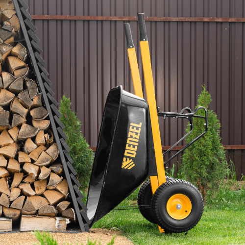 Тачка строительная, усиленная, объем 140 л, 250 кг, двухколесная, колесо 15х6.00-6 Denzel по ценам производителя в Екатеринбурге с доставкой по всей России