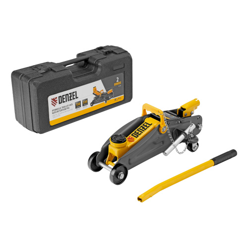 Домкрат гидравлический подкатной с фиксатором, 2 т, 130-330 мм, в кейсе Denzel по ценам производителя в Екатеринбурге с доставкой по всей России
