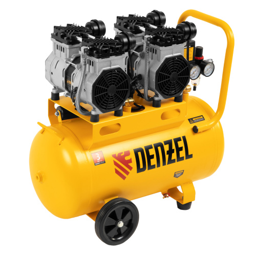 Компрессор безмасляный, малошумный DLS 2200/50, 2200 Вт, 2x1100, 50 л, 380 л/мин Denzel по ценам производителя в Екатеринбурге с доставкой по всей России
