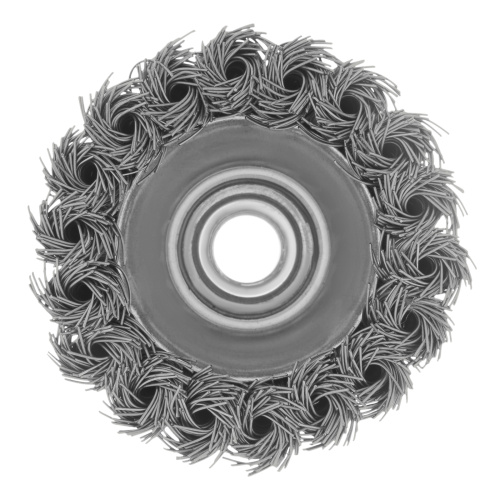 Щетка для УШМ, 75 мм, "Чашка", крученая нержавеющая проволока 0.5 мм, М14 Denzel по ценам производителя в Екатеринбурге с доставкой по всей России