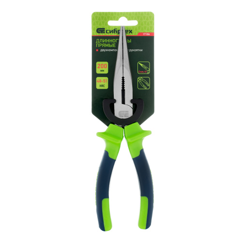 Длинногубцы прямые, 200 мм, двухкомпонентные рукоятки Сибртех по ценам производителя в Екатеринбурге с доставкой по всей России