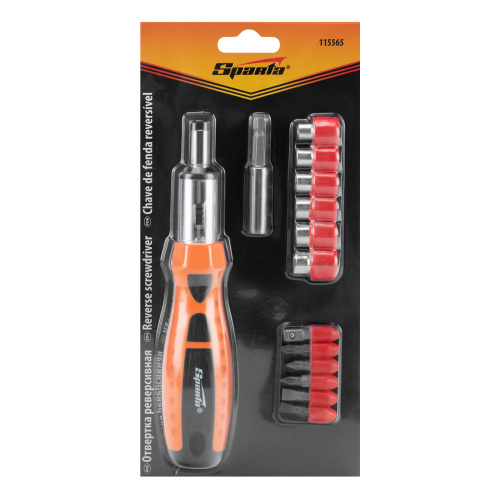 Отвертка реверсивная, биты, головки торцевые, 14 шт, Sparta по ценам производителя в Екатеринбурге с доставкой по всей России