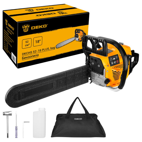 Бензопила DEKO DKCHS 52-18 PLUS, 3,8 л.с., 52 куб.см, 18", в сумке по ценам производителя в Екатеринбурге с доставкой по всей России