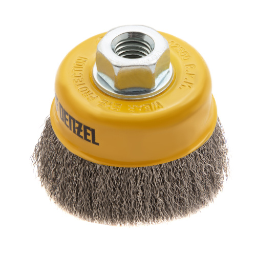 Щетка для УШМ, 75 мм, "Чашка", витая нержавеющая проволока 0.3 мм, М14 Denzel по ценам производителя в Екатеринбурге с доставкой по всей России