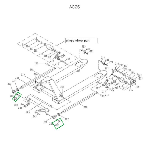 Ось крепления углового рычага к подвильной тяге для гидравлических тележек JC20 по ценам производителя в Екатеринбурге с доставкой по всей России