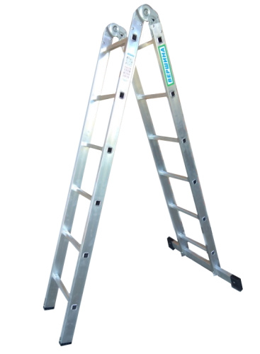 Лестница 2-х секционная алюминиевая шарнирная 2*6 по ценам производителя в Екатеринбурге с доставкой по всей России