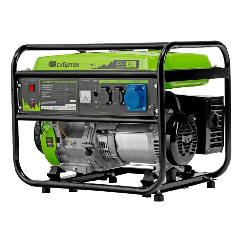 Генератор бензиновый БС-8000, 6,6 кВт, 230В, четырехтактный, 25 л, ручной стартер Сибртех по ценам производителя в Екатеринбурге с доставкой по всей России