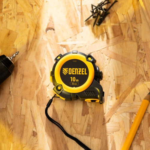 Рулетка 10м х 32мм, автоматич. фиксац., нейлон. покрытие, магнит. зацеп, двухстор. разметка Denzel по ценам производителя в Екатеринбурге с доставкой по всей России