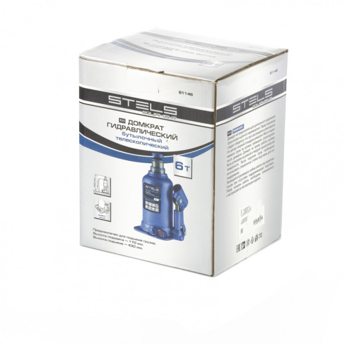 Домкрат гидравлический бутылочный телескопический, 6 т, подъем 170-430 мм Stels по ценам производителя в Екатеринбурге с доставкой по всей России