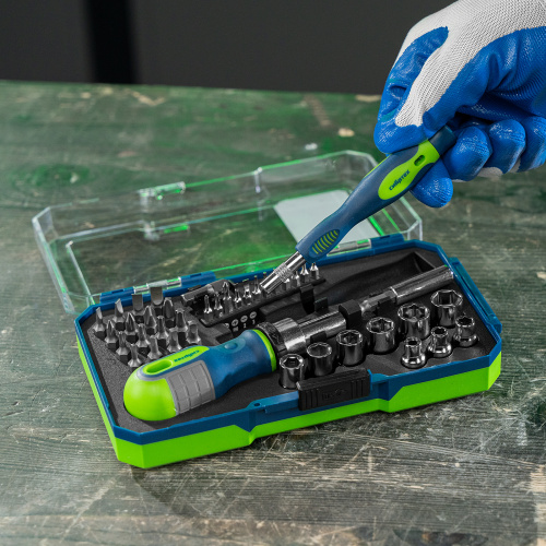 Отвертки реверсивные с набором бит и торцевыми головками, 41 шт, CrV Сибртех по ценам производителя в Екатеринбурге с доставкой по всей России