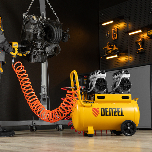 Компрессор безмасляный, малошумный DLS 1500/50, 1500 ВТ, 2x750, 50 л, 260 л/мин Denzel по ценам производителя в Екатеринбурге с доставкой по всей России