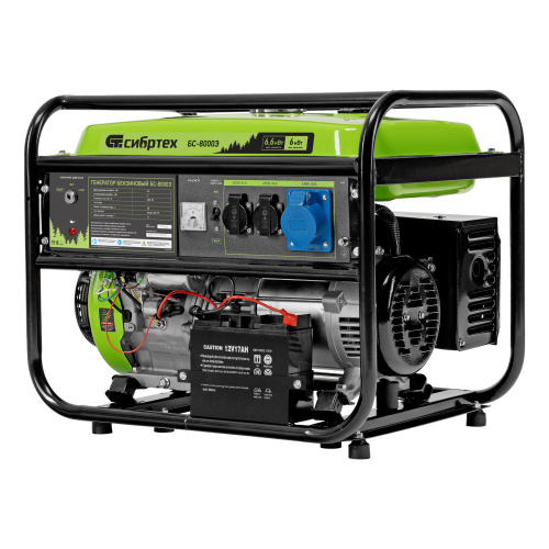 Генератор бензиновый БС-8000Э, 6,6 кВт, 230В, четырехтактный, 25 л, электростартер Сибртех по ценам производителя в Екатеринбурге с доставкой по всей России