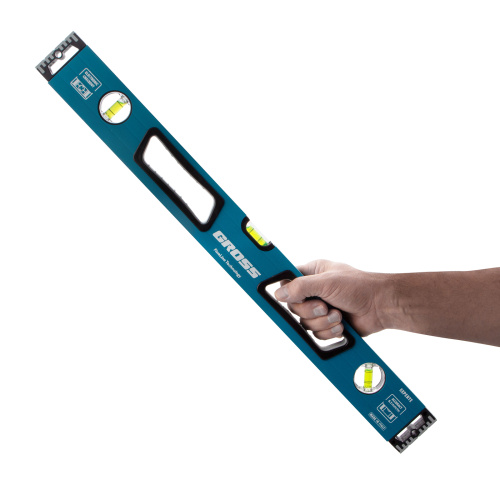 Уровень алюминиевый, 600 мм, усиленный с ударопрочными заглушками, рукоятки, 3 глазка Gross по ценам производителя в Екатеринбурге с доставкой по всей России