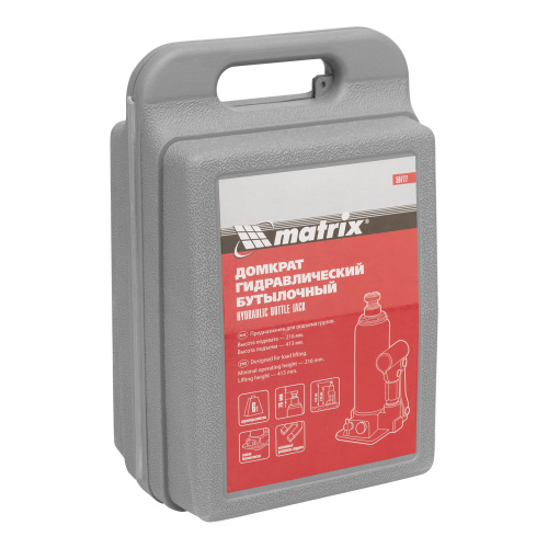 Домкрат гидравлический бутылочный, 6 т, h подъема 216-413 мм, в пластиковом кейсе Matrix по ценам производителя в Екатеринбурге с доставкой по всей России