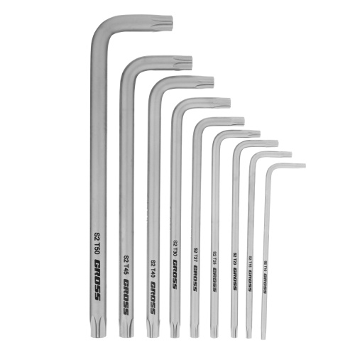 Набор ключей имбусовых Torx -TT, 9 шт: T10-T50, удлиненные, S2, сатинированные Gross по ценам производителя в Екатеринбурге с доставкой по всей России