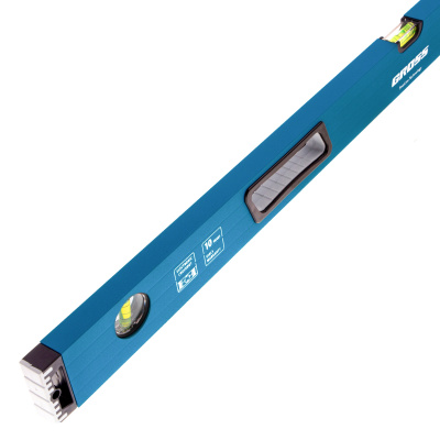 Уровень алюминиевый, 1000 мм, усиленный с ударопрочными заглушками, рукоятки, 3 глазка Gross по ценам производителя в Екатеринбурге с доставкой по всей России