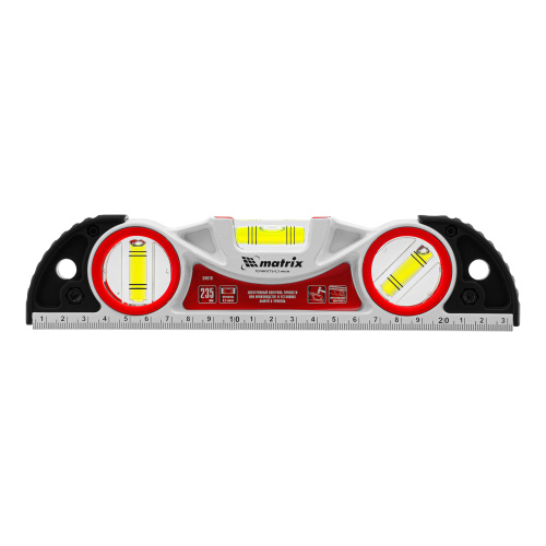 Уровень алюминиевый литой, фрезерованный, 3 глазка, две ударные площадки, 235 мм Matrix по ценам производителя в Екатеринбурге с доставкой по всей России