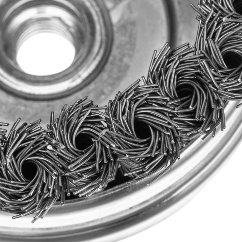 Щетка для УШМ Heavy Duty, 100 мм, М14, "чашка", крученая проволока 0.5 мм Matrix по ценам производителя в Екатеринбурге с доставкой по всей России