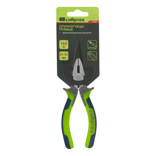 Длинногубцы прямые 160 мм, фосфатирование, трехкомпонентные рукоятки Сибртех по ценам производителя в Екатеринбурге с доставкой по всей России