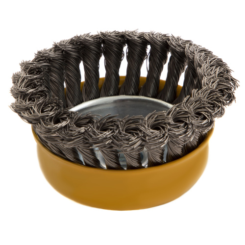 Щетка для УШМ, 100 мм, "Чашка", крученая нержавеющая проволока 0.5 мм, М14 Denzel по ценам производителя в Екатеринбурге с доставкой по всей России