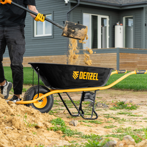 Тачка строительная, усиленная, объем 130 л, 230 кг, колесо 15х6.00-6 Denzel по ценам производителя в Екатеринбурге с доставкой по всей России