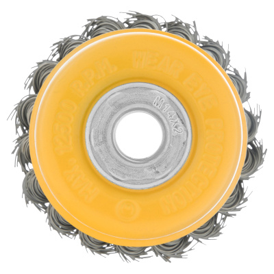 Щетка для УШМ, 75 мм, "Чашка", крученая нержавеющая проволока 0.5 мм, М14 Denzel по ценам производителя в Екатеринбурге с доставкой по всей России