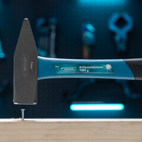 Молоток слесарный, 1000 г, квадратный боек, фибергласовая обрезиненная рукоятка Gross по ценам производителя в Екатеринбурге с доставкой по всей России