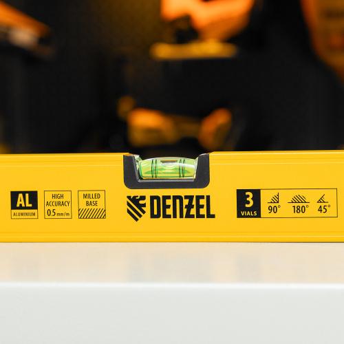 Уровень алюминиевый, магнит, фрезерованный, 3 глазка (1 зеркал.) 0,5 мм/м, 1200 мм Denzel по ценам производителя в Екатеринбурге с доставкой по всей России