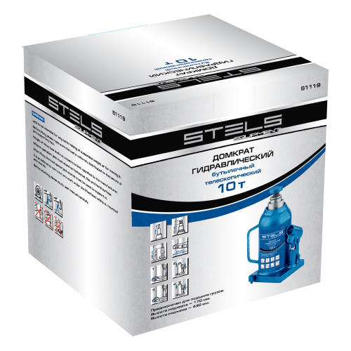 Домкрат гидравлический бутылочный телескопический, 10 т, H подъема 170-430 мм Stels по ценам производителя в Екатеринбурге с доставкой по всей России