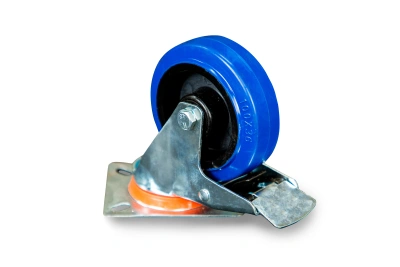 Колесо поворотное из эластичной резины MW70 100 мм с тормозом по ценам производителя в Екатеринбурге с доставкой по всей России