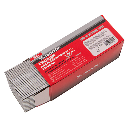 Гвозди для пневматического нейлера, длина 45 мм, ширина 1.25 мм, толщина 1 мм, 5000 шт Matrix по ценам производителя в Екатеринбурге с доставкой по всей России