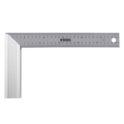 Угольник стальной 300 мм, нержавеющая сталь, градуировка, алюминиевое основание Denzel по ценам производителя в Екатеринбурге с доставкой по всей России