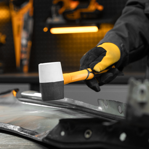 Киянка резиновая, 225 г, черно-белая, фибергласовая рукоятка c TPR покрытием Denzel по ценам производителя в Екатеринбурге с доставкой по всей России